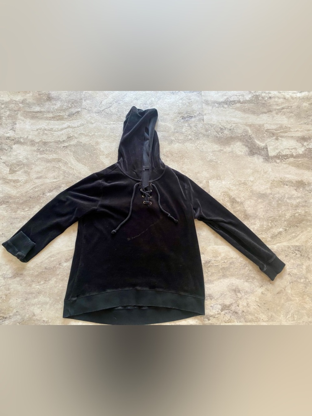 Black Velvet Lace-Up Hoodie